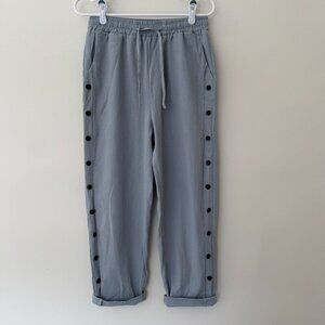Blue Gray Loose Fitting Comfy Casual Summer Cotton Drawstring Pants
